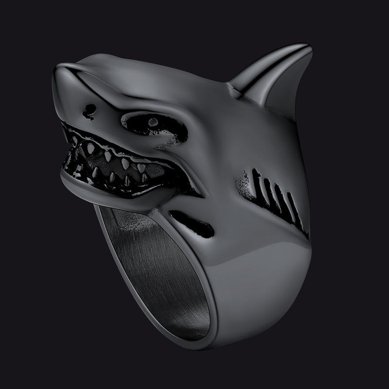 Stainless Steel Gothic Shark Signet Ring for