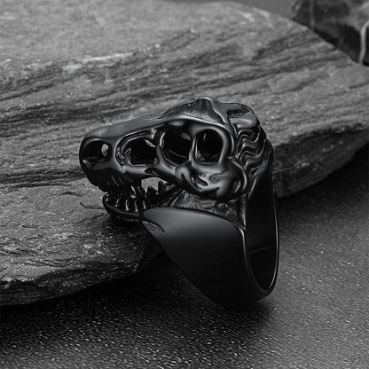 Biker Animal Chunky Dinosaur Head Stainless Steel Ring for