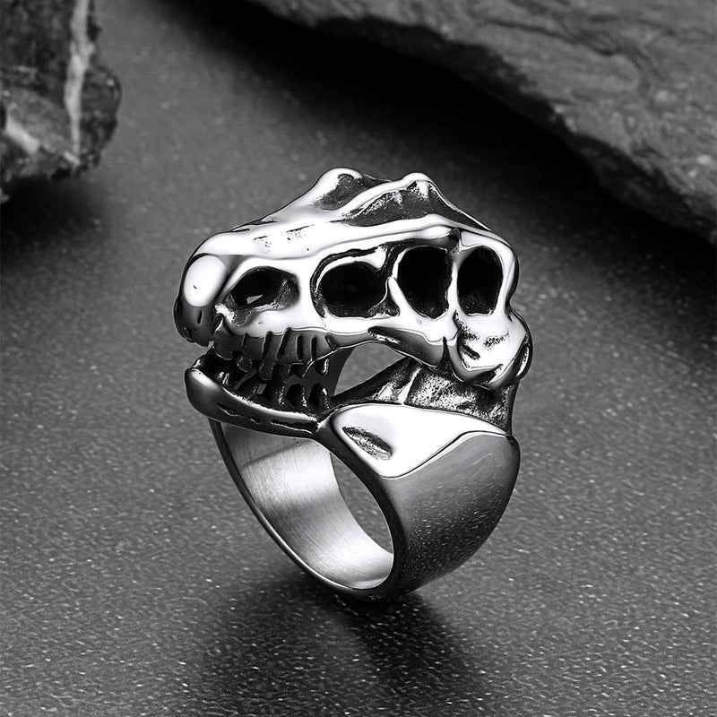 Biker Animal Chunky Dinosaur Head Stainless Steel Ring for