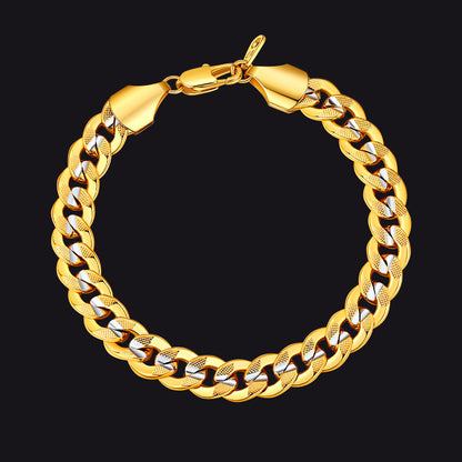 9mm Chunky Cuban Link Bracelet Two-tone Jewelry for