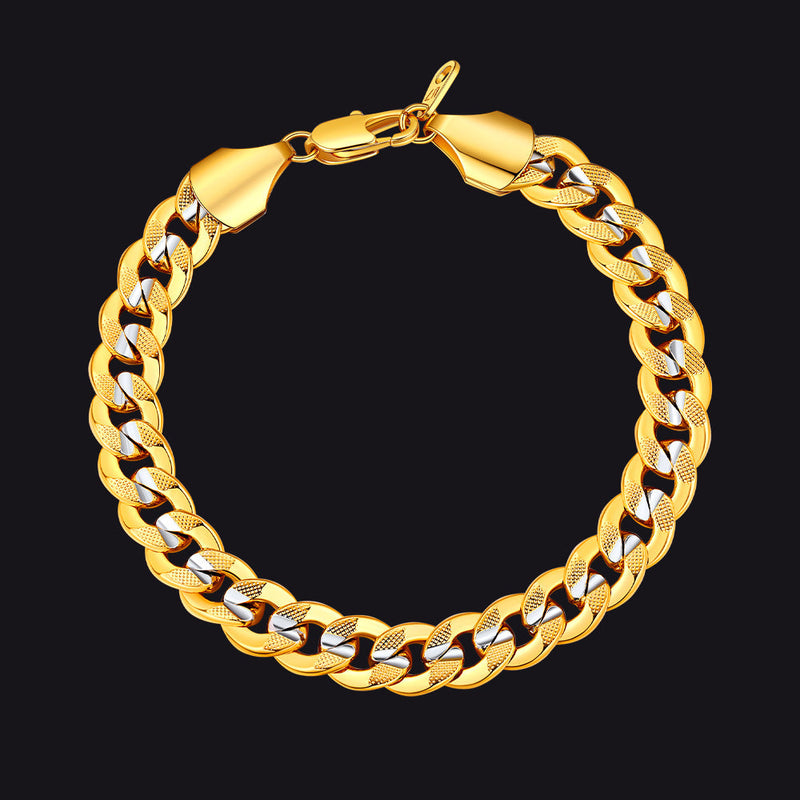 9mm Chunky Cuban Link Bracelet Two-tone Jewelry for