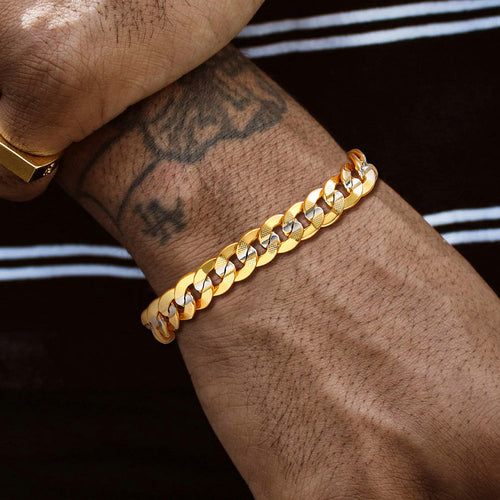 9mm Chunky Cuban Link Bracelet Two-tone Jewelry for