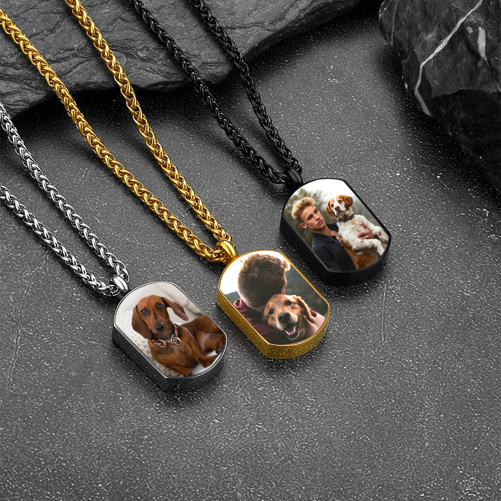 Customized Cremation Picture Urn Pet Ashed Dog Tag Necklace for Dog