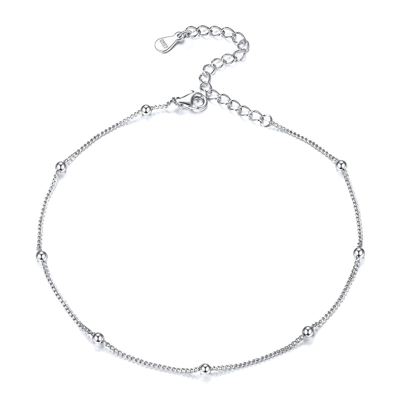 925 Sterling Silver Anklet With Beaded for