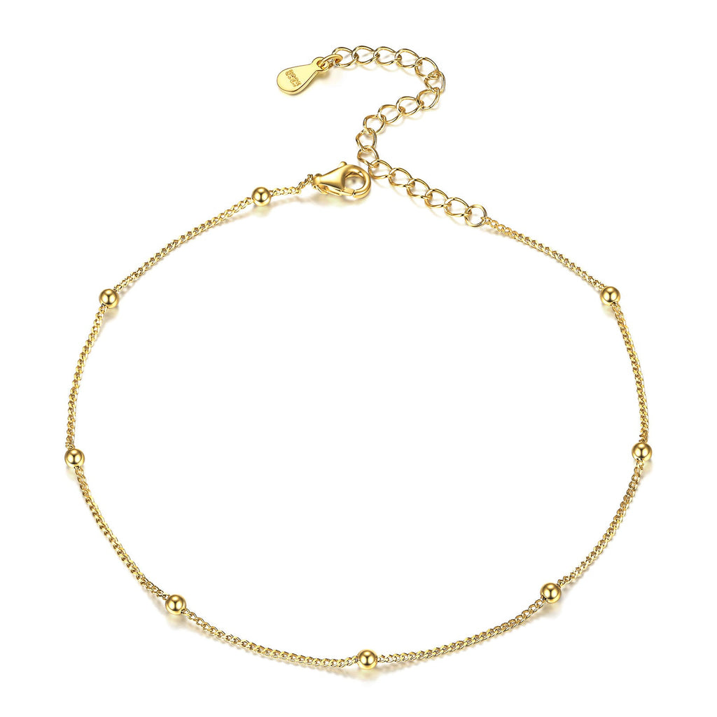 925 Sterling Silver Anklet With Beaded for