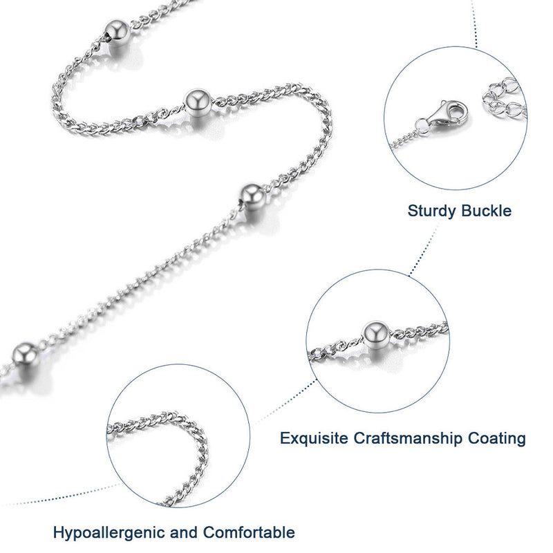 925 Sterling Silver Anklet With Beaded for