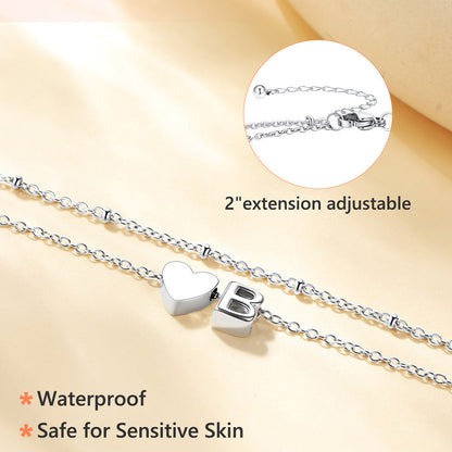 Initial Heart Layered Anklet With Heart for