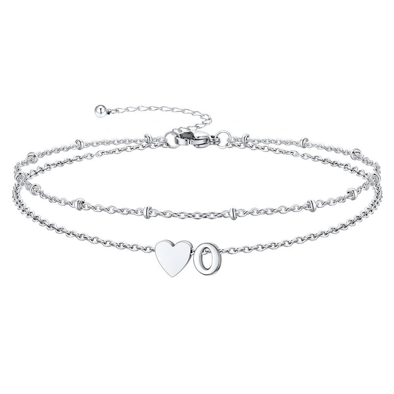 Initial Heart Layered Anklet With Heart for