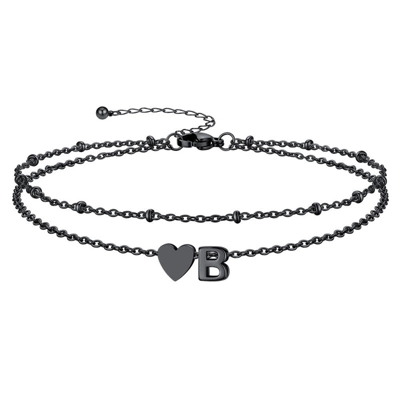 Initial Heart Layered Anklet With Heart for