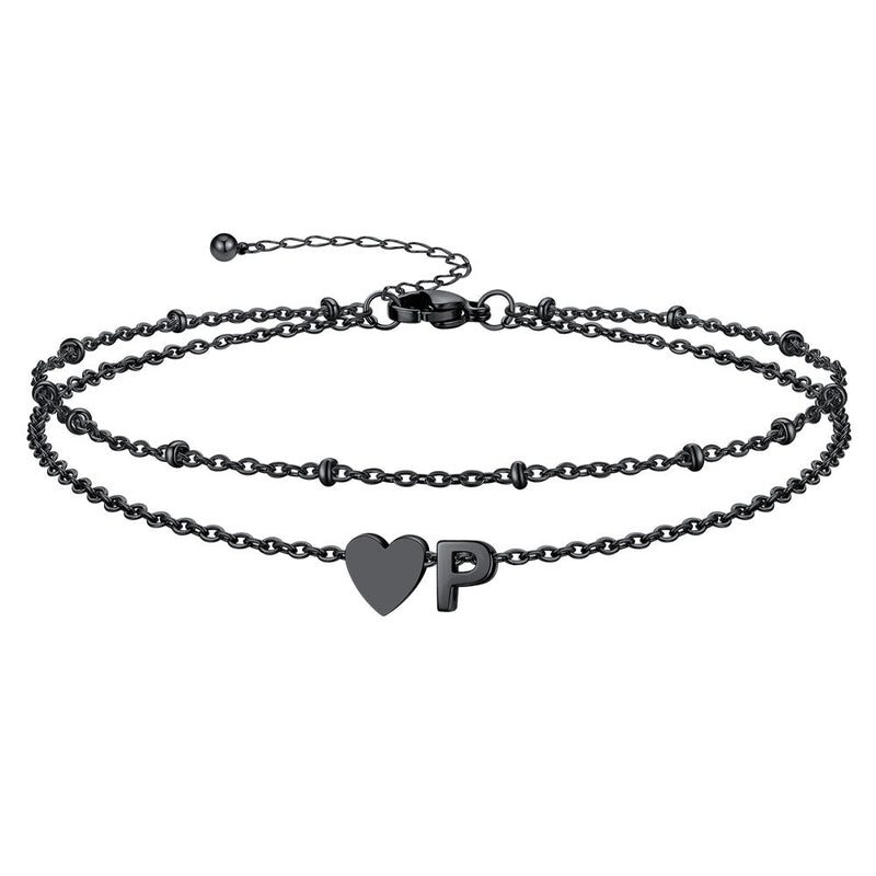 Initial Heart Layered Anklet With Heart for