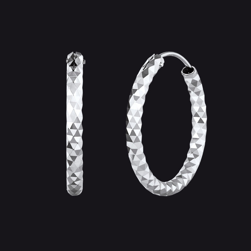 925 Sterling Silver 30/50/70mm Simple Hoop Earrings for