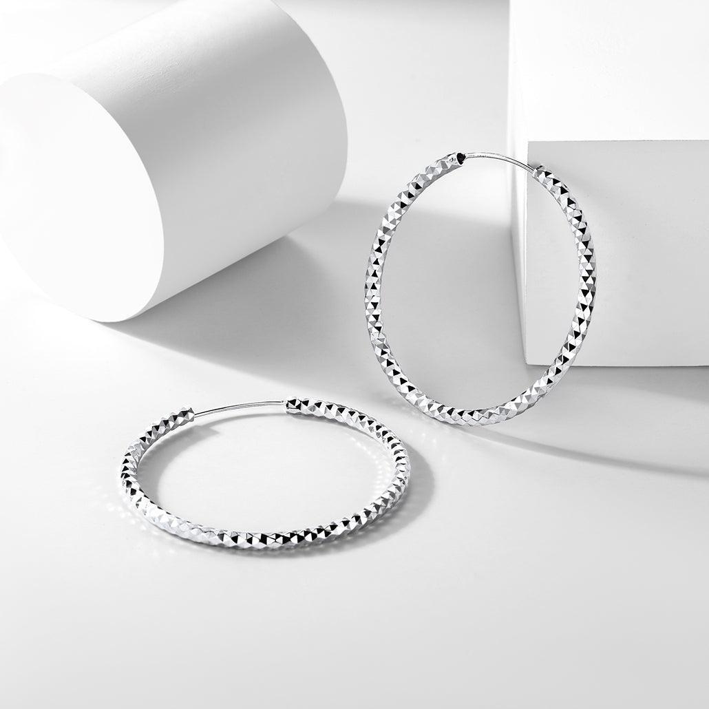 925 Sterling Silver 30/50/70mm Simple Hoop Earrings for