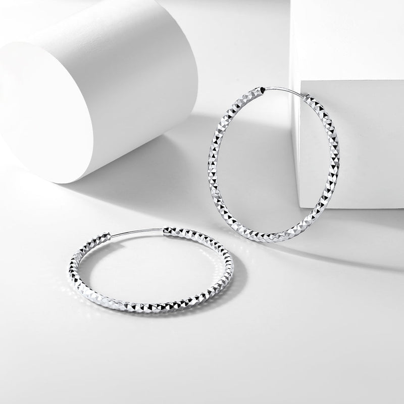 925 Sterling Silver 30/50/70mm Simple Hoop Earrings for