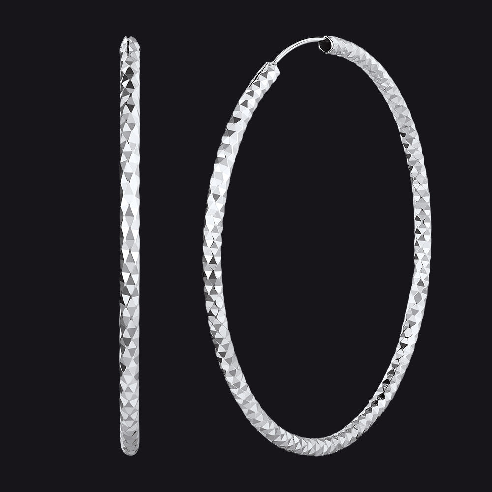 925 Sterling Silver 30/50/70mm Simple Hoop Earrings for
