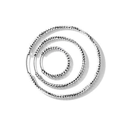 925 Sterling Silver 30/50/70mm Simple Hoop Earrings for