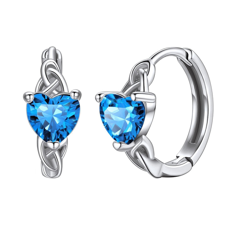 Sterling Silver Celtic Hoop Earrings With Birthstone for