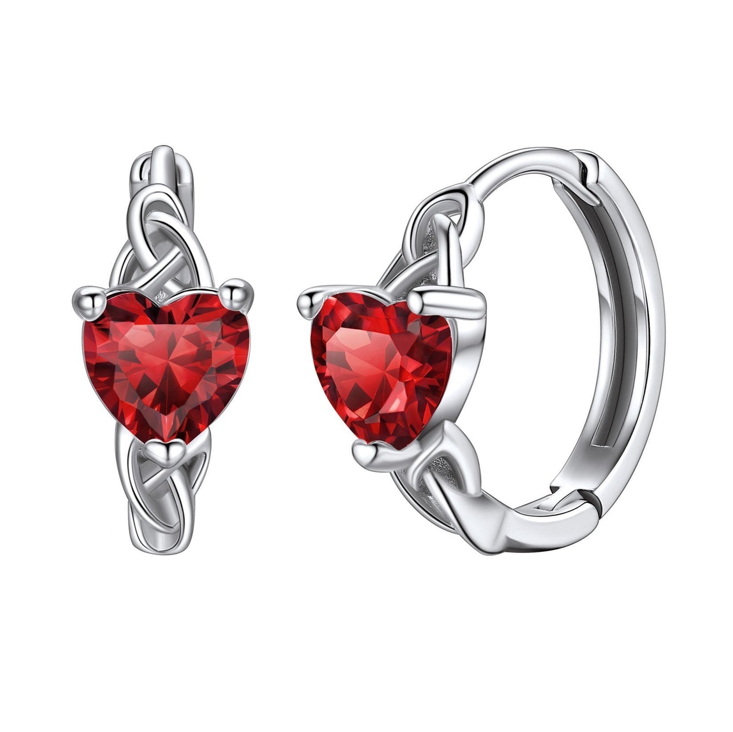Sterling Silver Celtic Hoop Earrings With Birthstone for