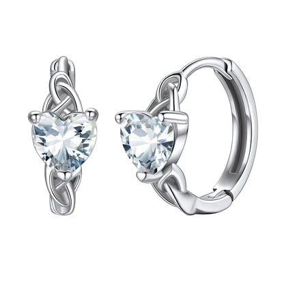Sterling Silver Celtic Hoop Earrings With Birthstone for