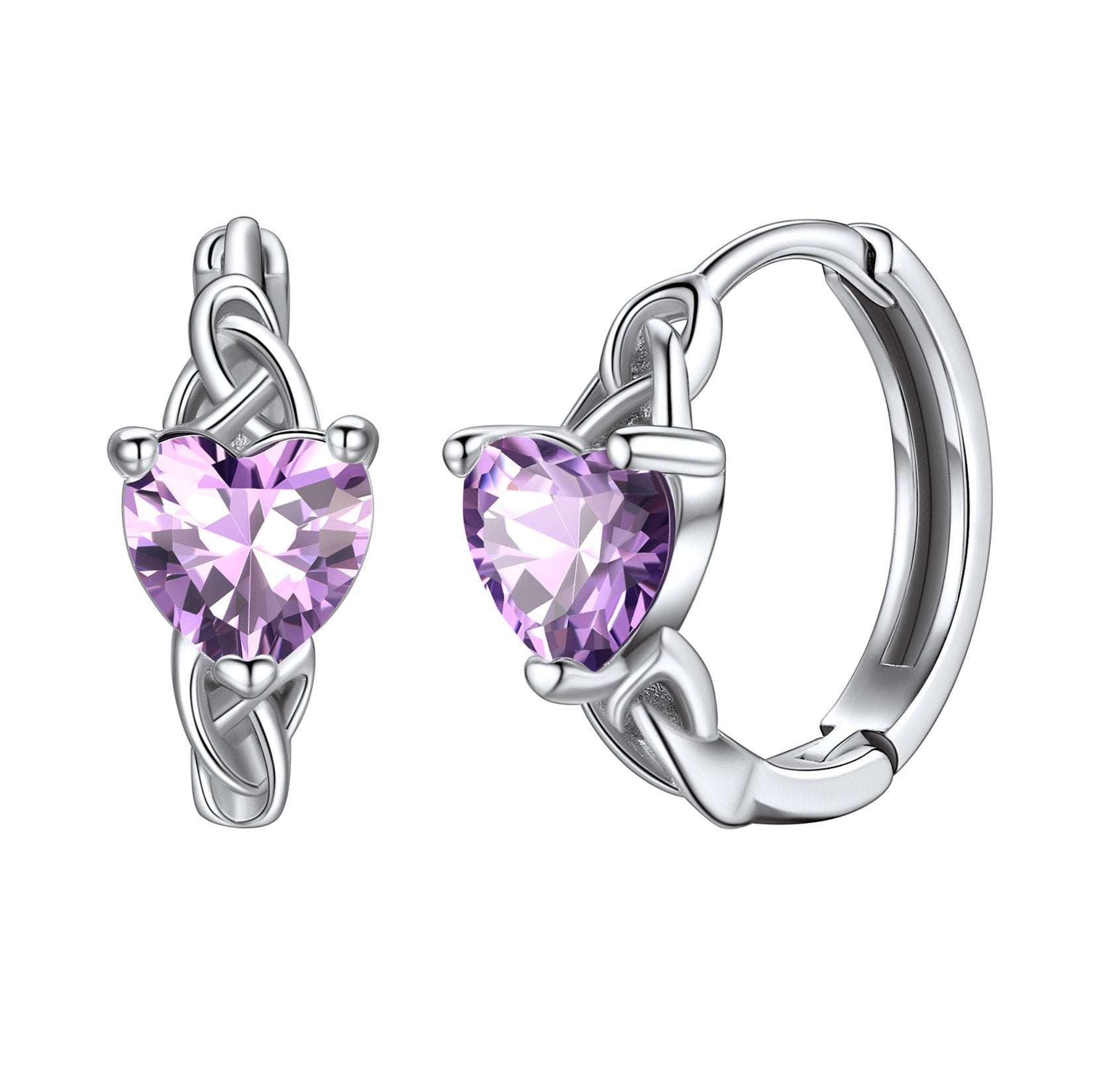 Sterling Silver Celtic Hoop Earrings With Birthstone for