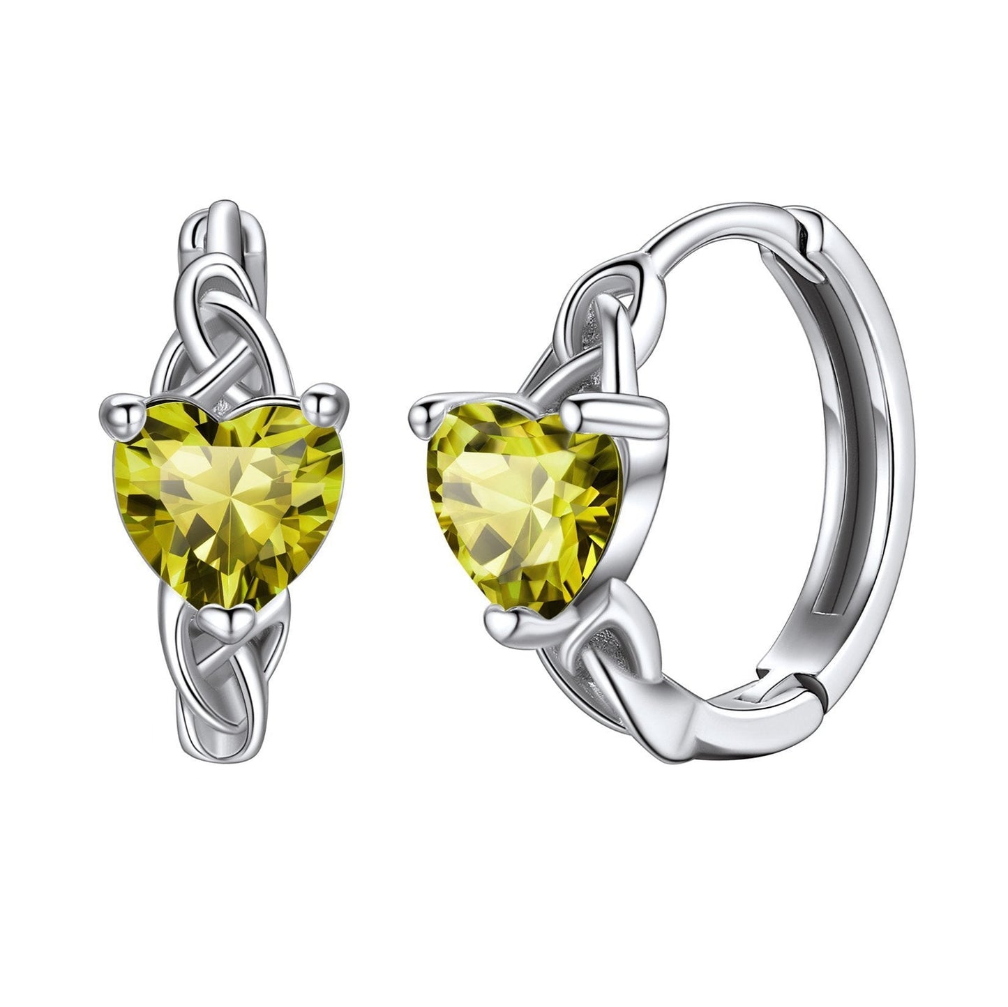 Sterling Silver Celtic Hoop Earrings With Birthstone for
