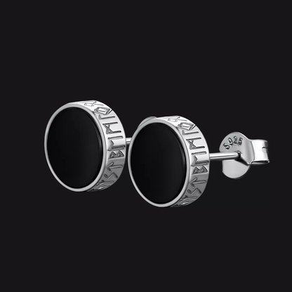 Black Onyx Diamond Stud Earrings for Sterling Silver