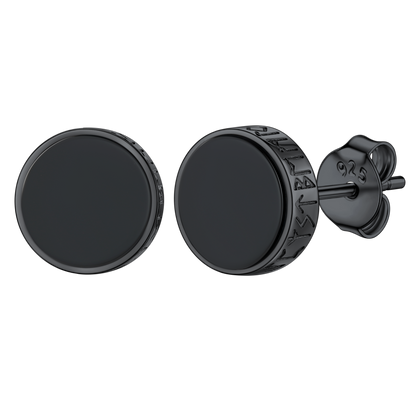 Black Onyx Diamond Stud Earrings for Sterling Silver