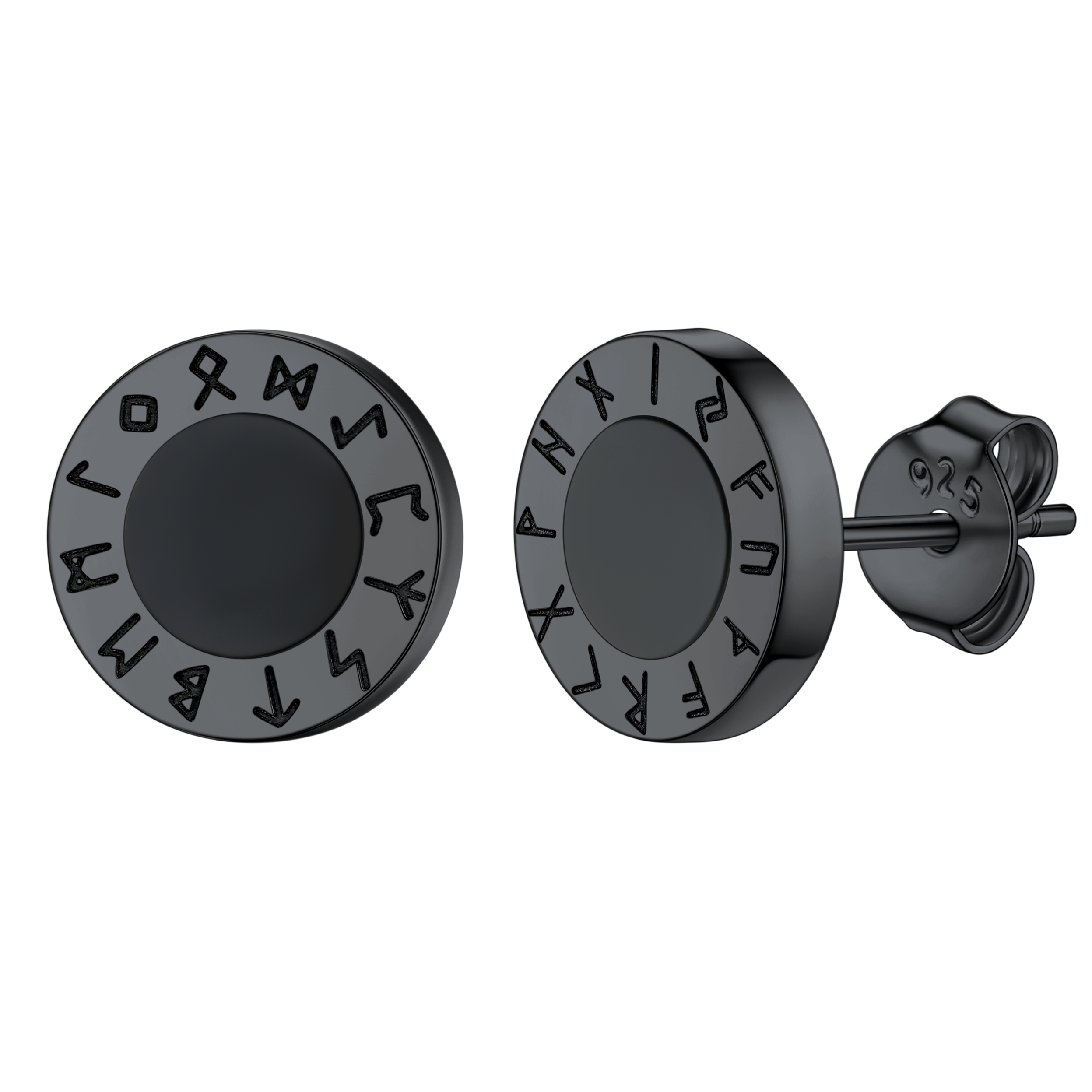 Black Onyx Diamond Stud Earrings for Sterling Silver