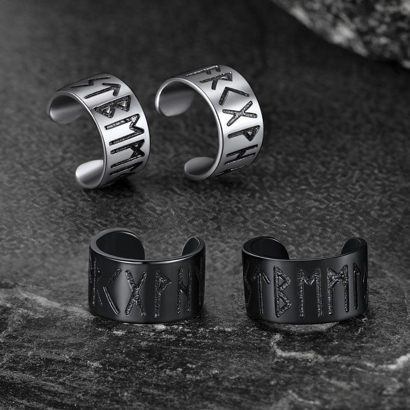 Norse Viking Runes Ear Cuff Earrings for in Sterling Silver