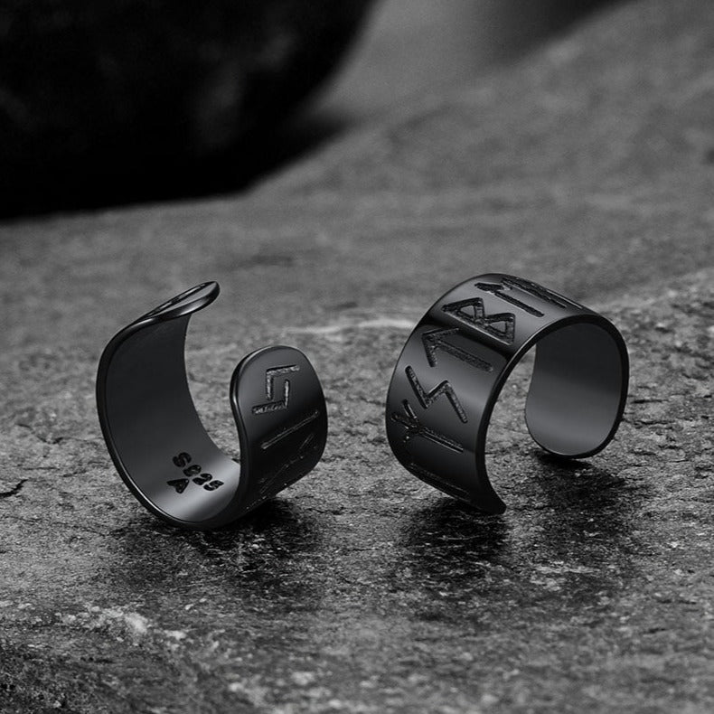 Norse Viking Runes Ear Cuff Earrings for in Sterling Silver