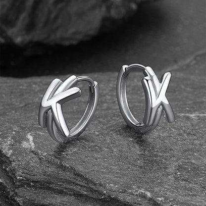 Sterling Silver Initial Letter A-z Hoop Earrings for