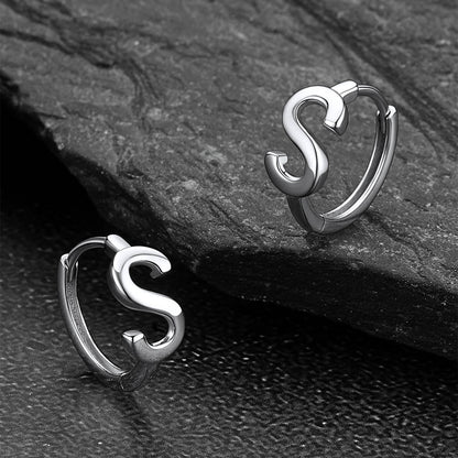 Sterling Silver Initial Letter A-z Hoop Earrings for