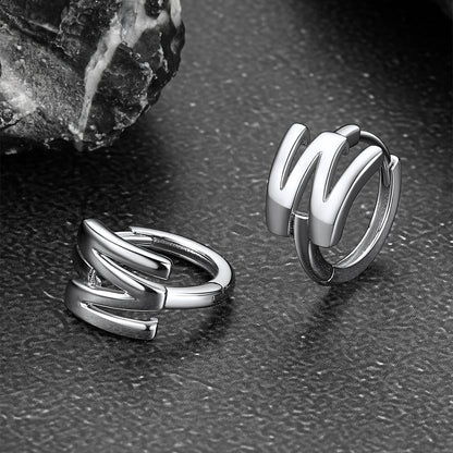 Sterling Silver Initial Letter A-z Hoop Earrings for