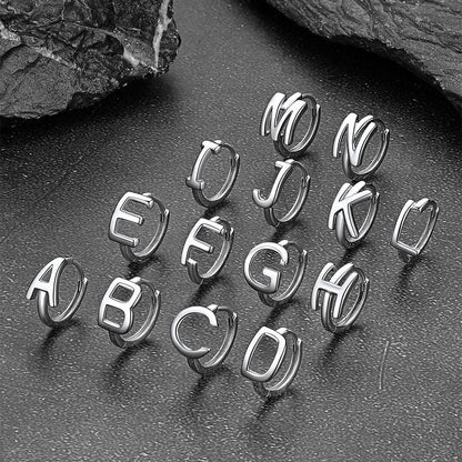 Sterling Silver Initial Letter A-z Hoop Earrings for