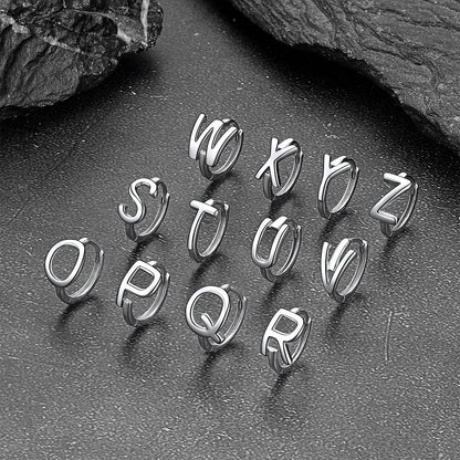 Sterling Silver Initial Letter A-z Hoop Earrings for
