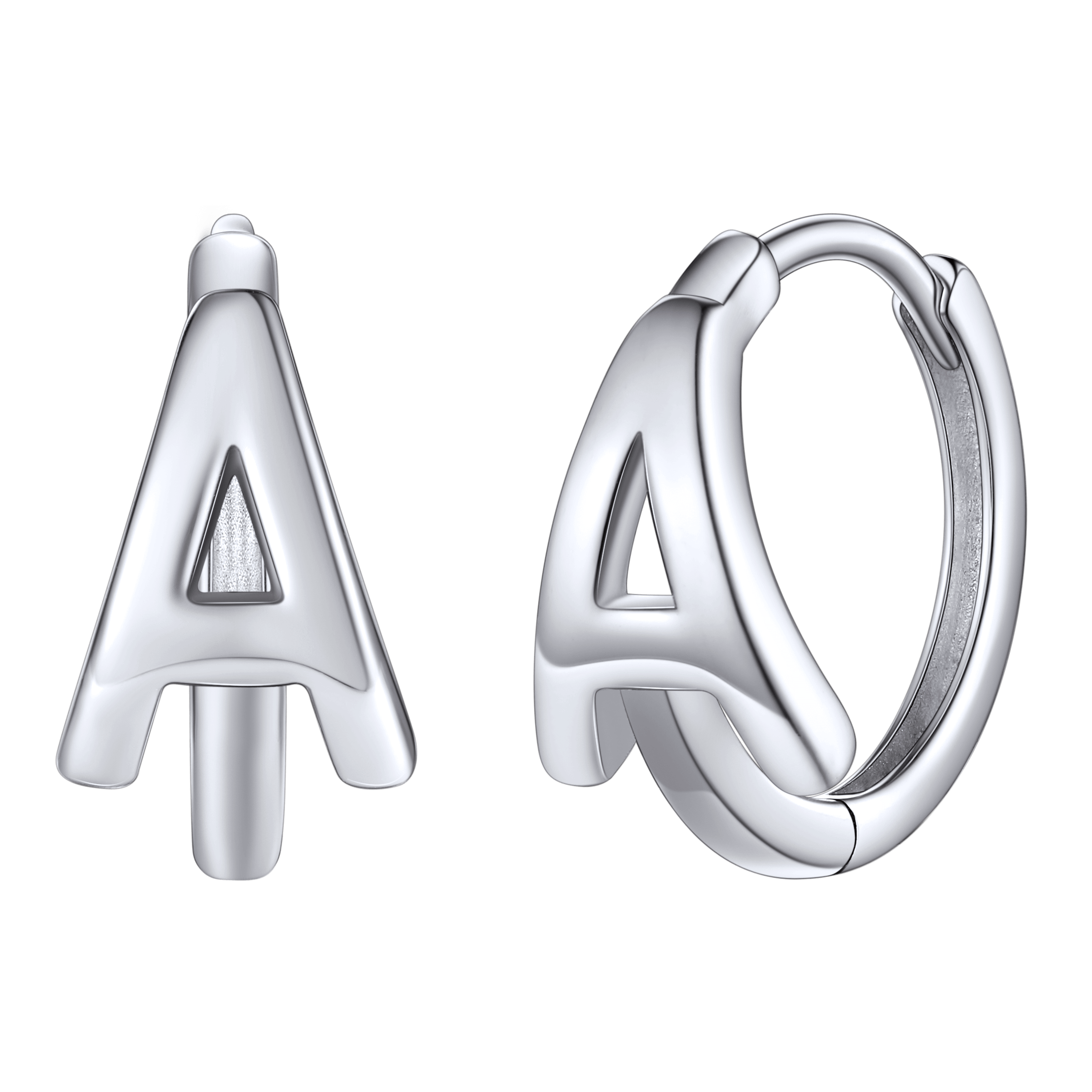 Sterling Silver Initial Letter A-z Hoop Earrings for