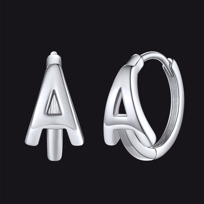 Sterling Silver Initial Letter A-z Hoop Earrings for