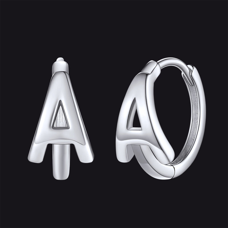 Sterling Silver Initial Letter A-z Hoop Earrings for