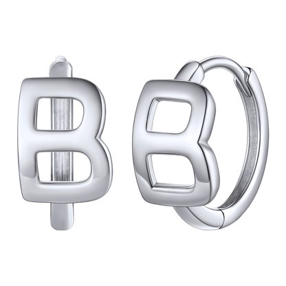 Sterling Silver Initial Letter A-z Hoop Earrings for