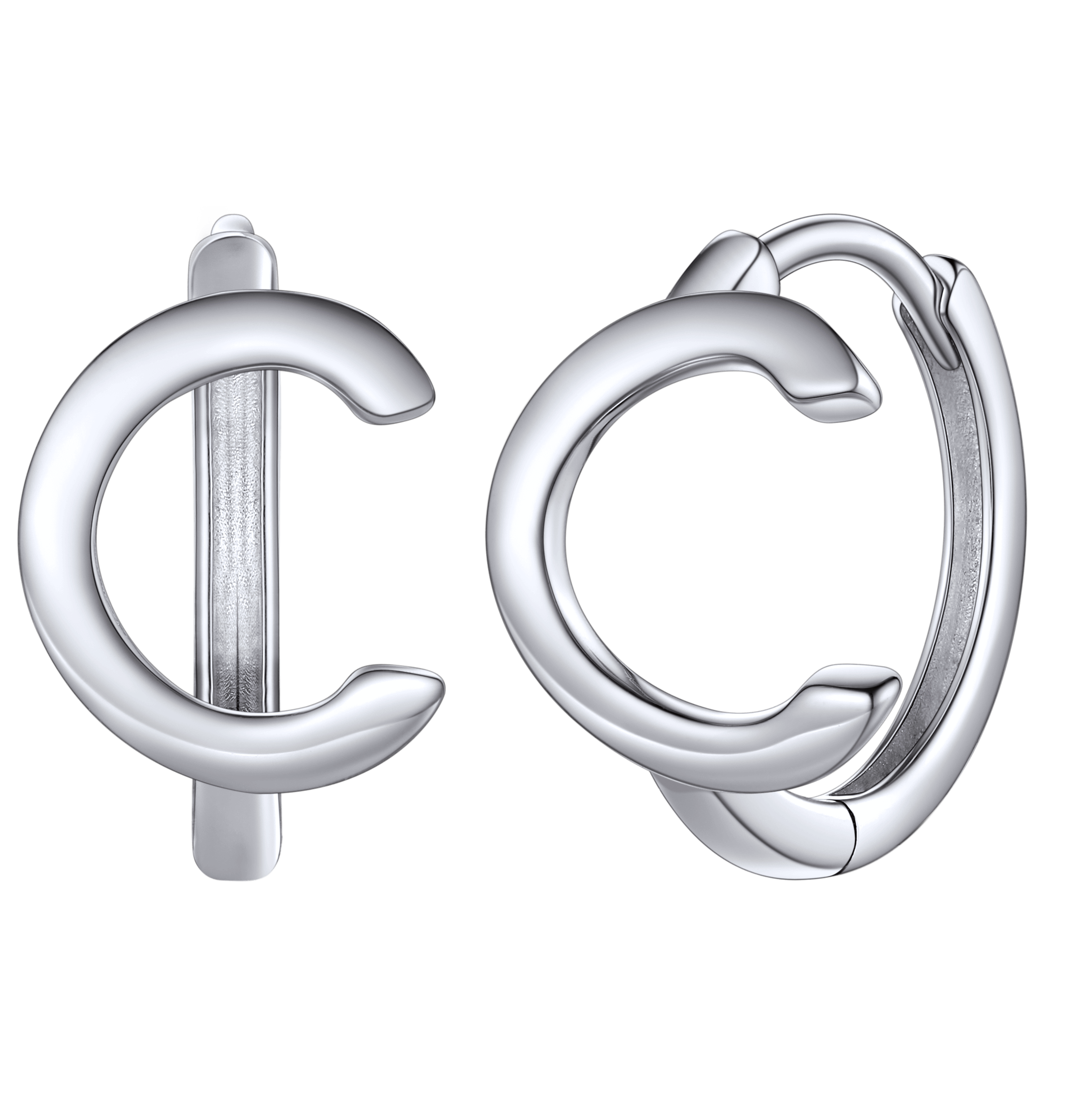 Sterling Silver Initial Letter A-z Hoop Earrings for