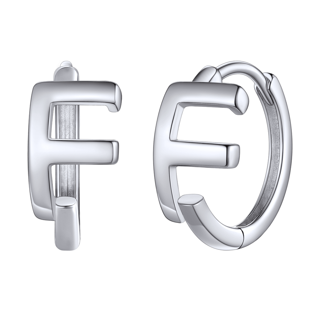 Sterling Silver Initial Letter A-z Hoop Earrings for