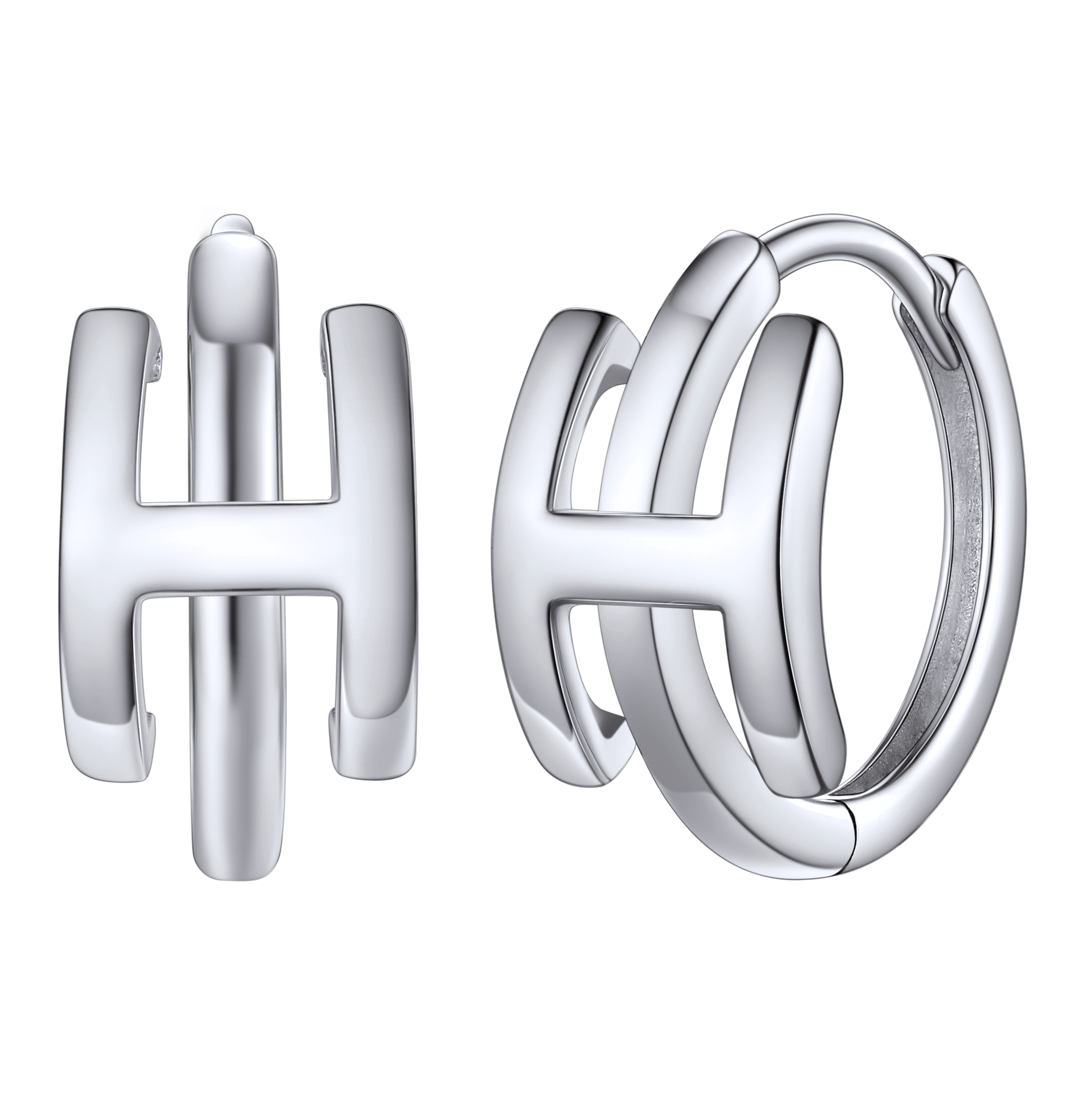 Sterling Silver Initial Letter A-z Hoop Earrings for