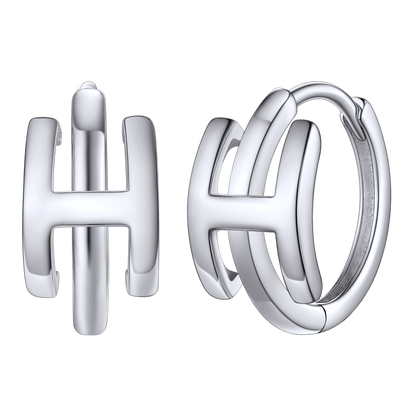 Sterling Silver Initial Letter A-z Hoop Earrings for
