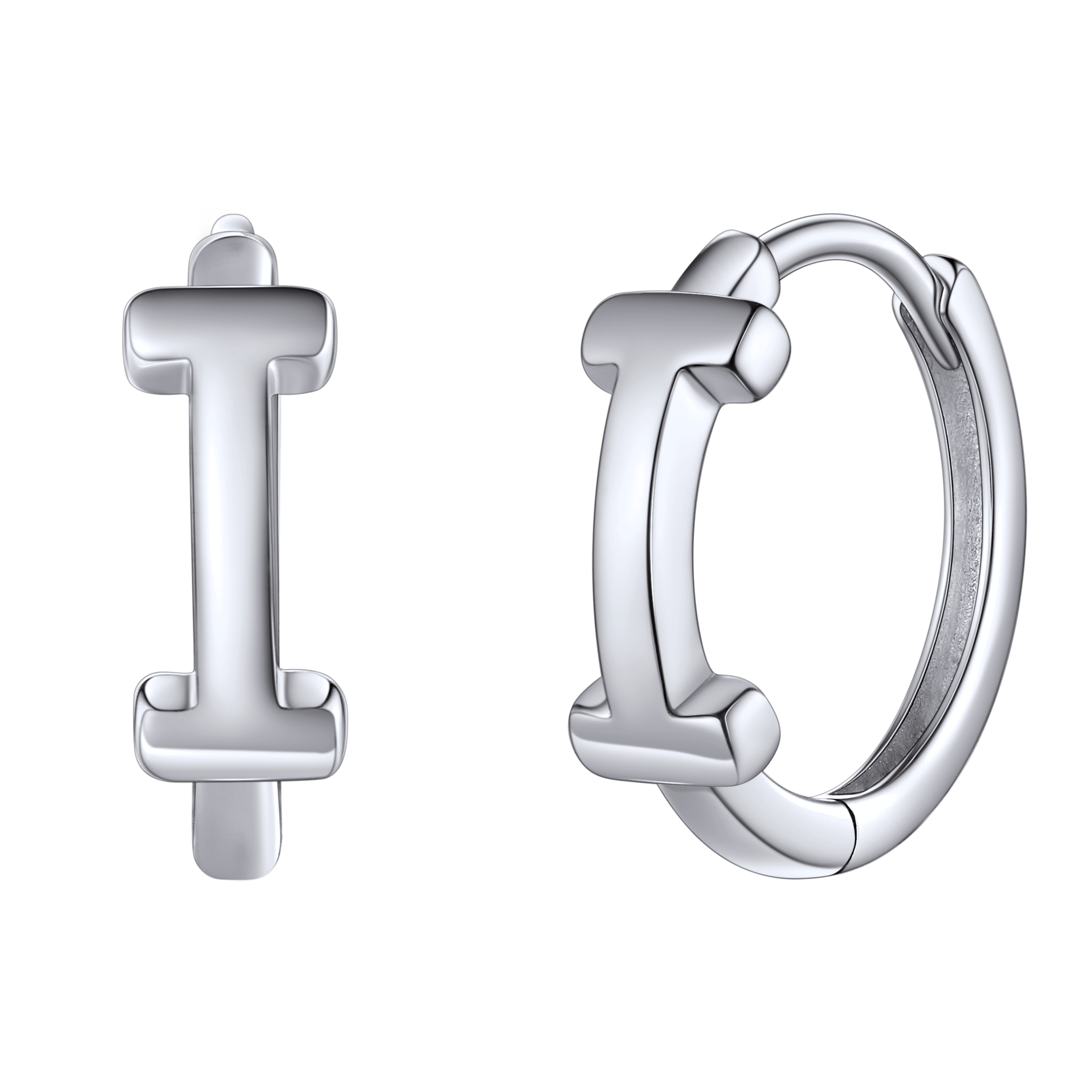 Sterling Silver Initial Letter A-z Hoop Earrings for