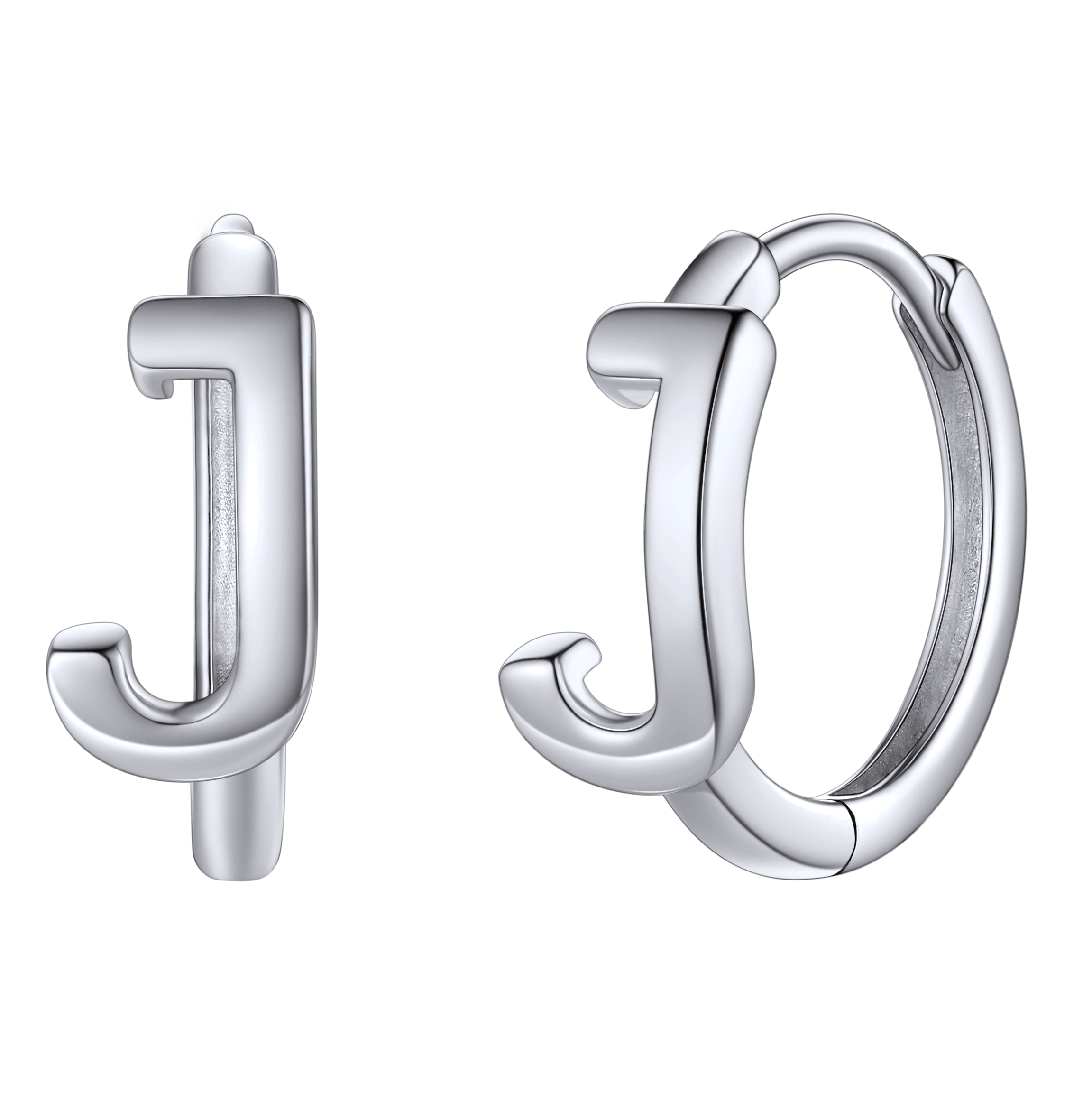Sterling Silver Initial Letter A-z Hoop Earrings for