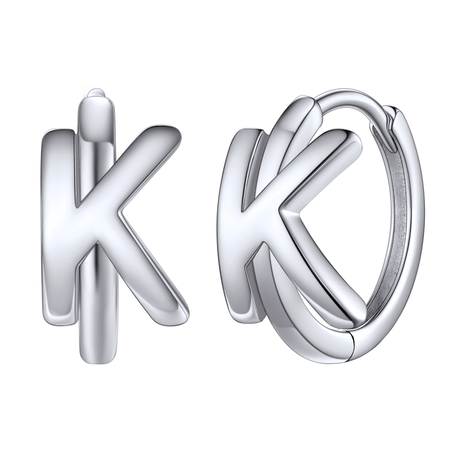 Sterling Silver Initial Letter A-z Hoop Earrings for