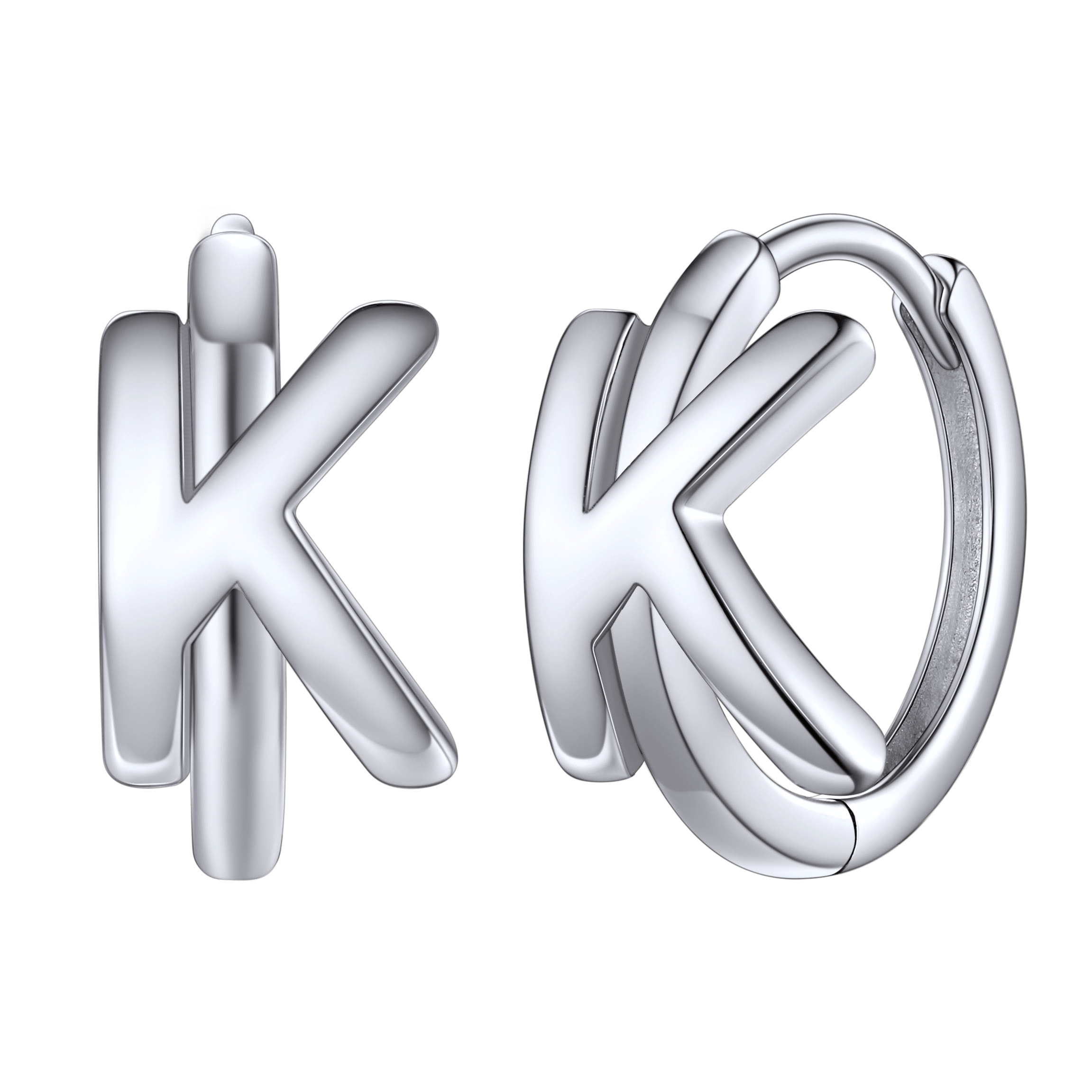 Sterling Silver Initial Letter A-z Hoop Earrings for