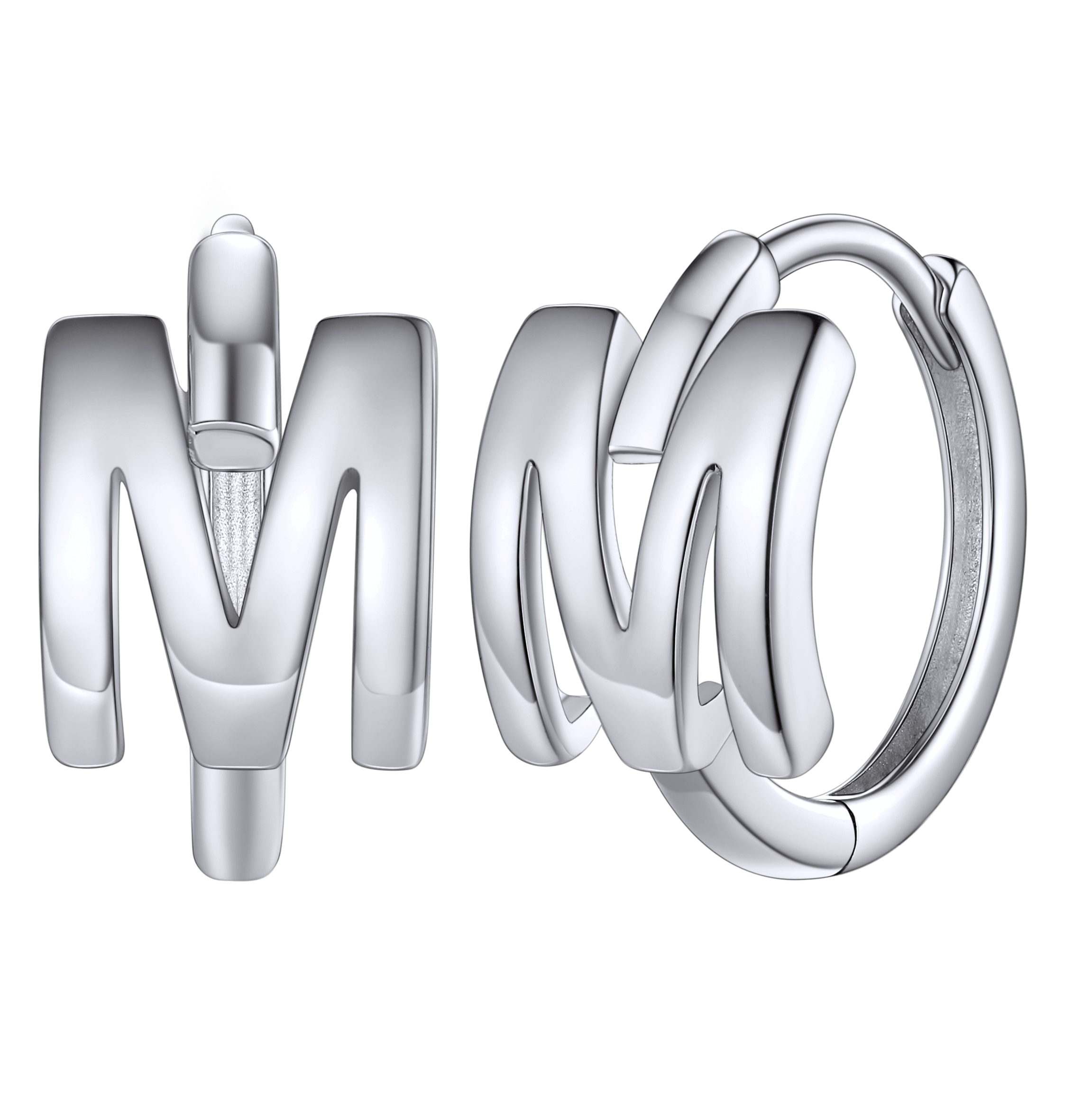 Sterling Silver Initial Letter A-z Hoop Earrings for