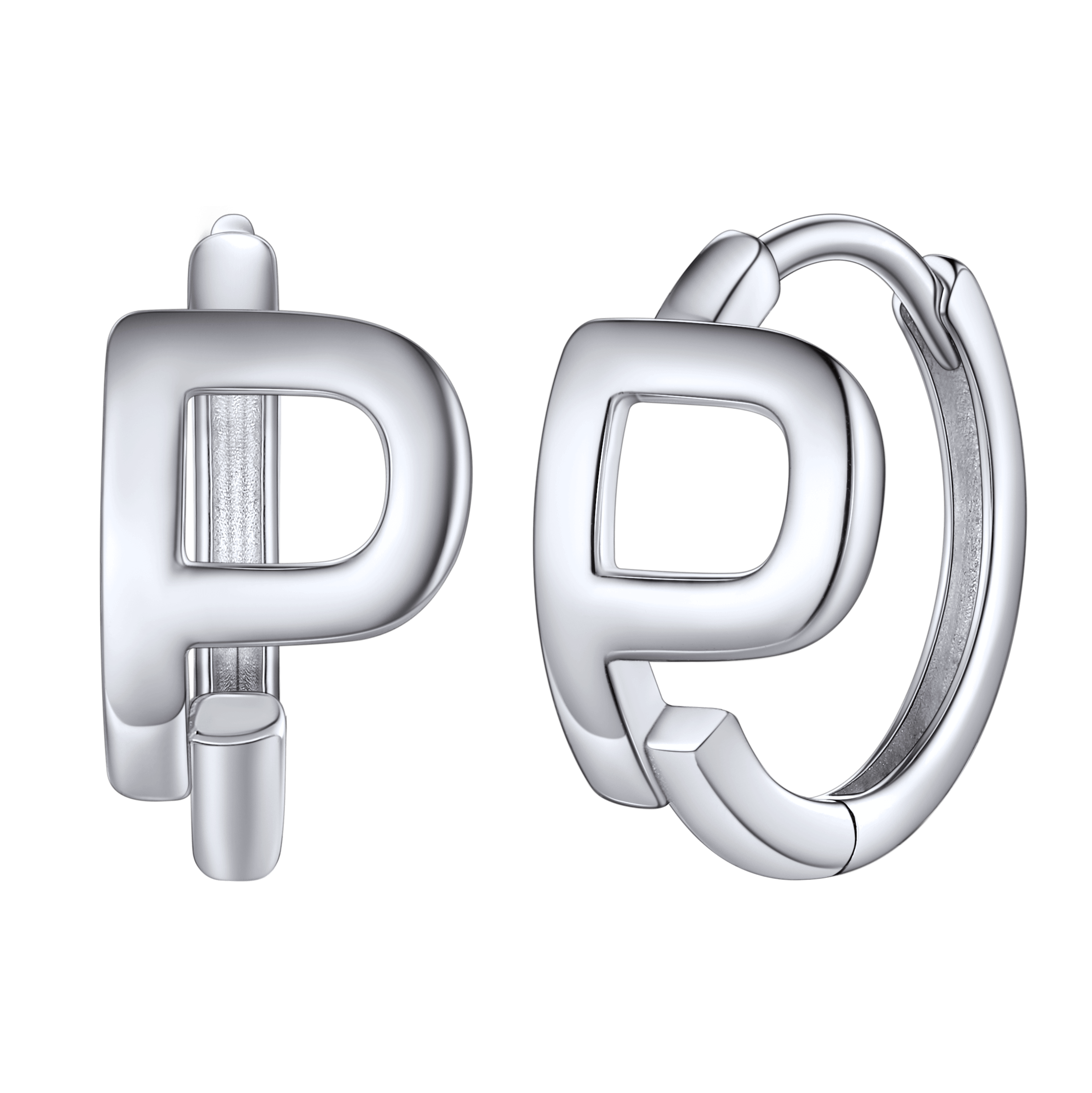 Sterling Silver Initial Letter A-z Hoop Earrings for