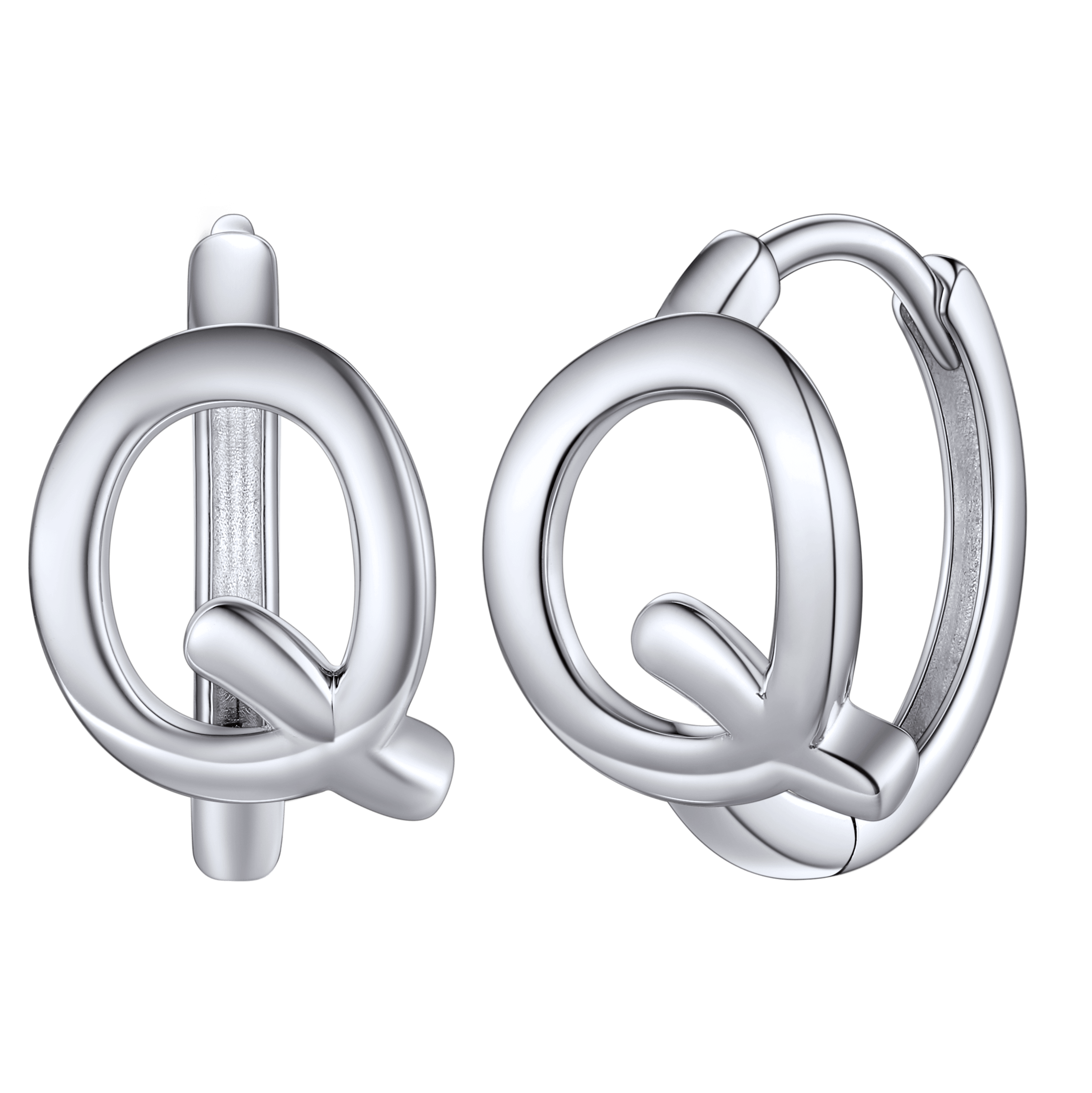 Sterling Silver Initial Letter A-z Hoop Earrings for