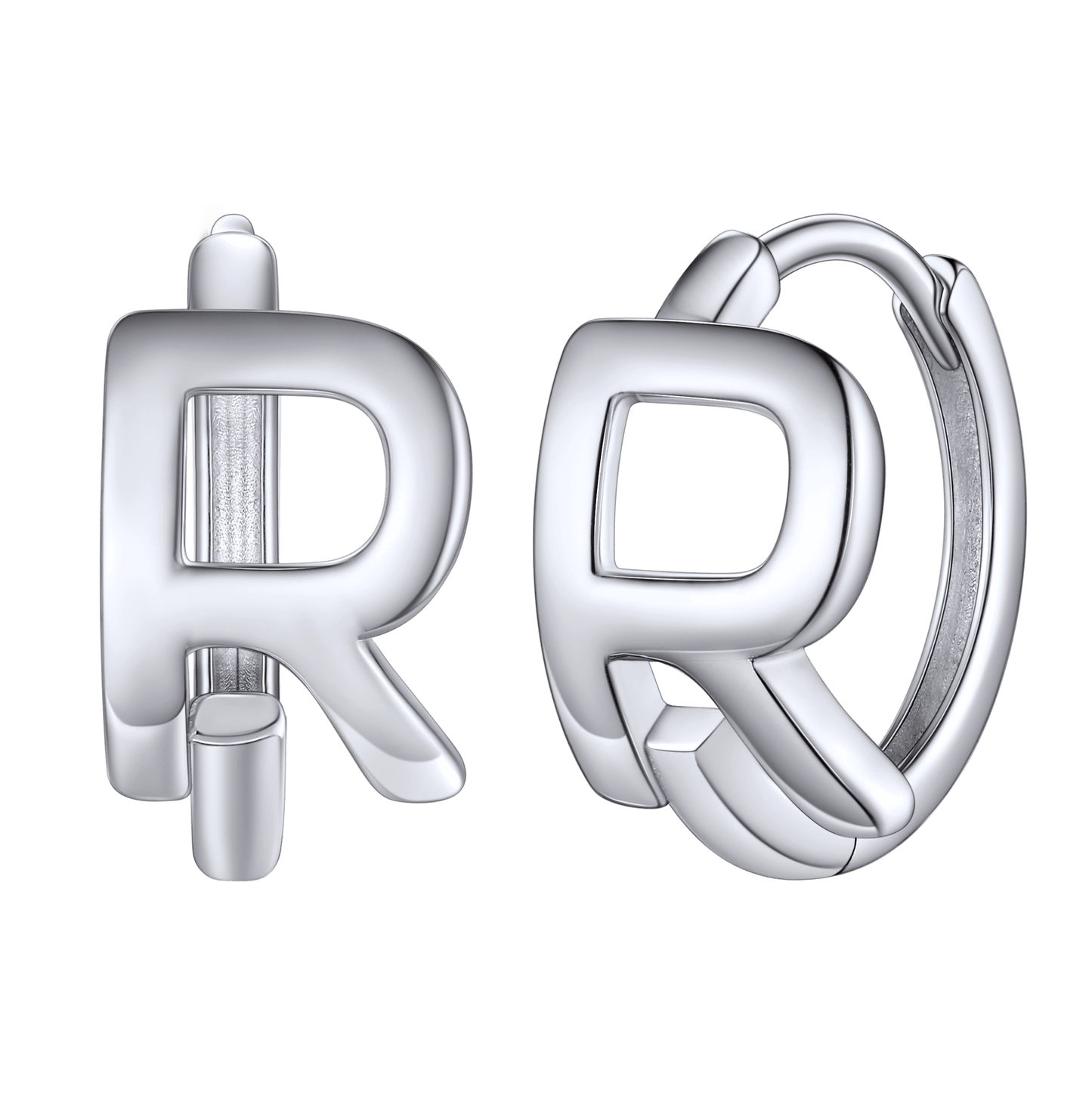 Sterling Silver Initial Letter A-z Hoop Earrings for